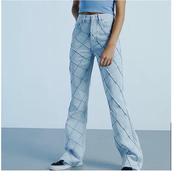 PacSun Women’s Light Blue Pintuck High Waisted Bootcut Jeans Size 27 Flare Retro - Picture 1 of 11